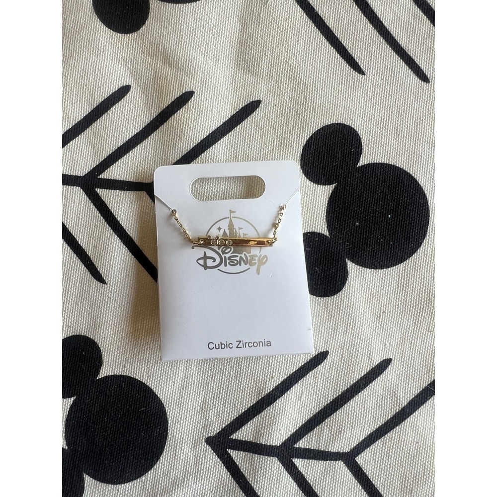 NEW Disney Parks Jeweled Mickey Head Bar Necklace